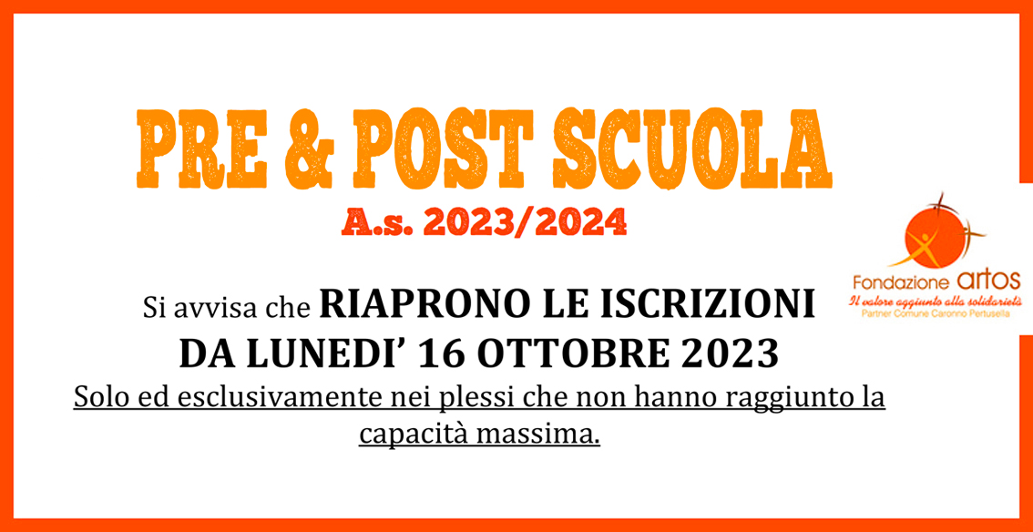 Riaprono le scrizioni pre e post scuola